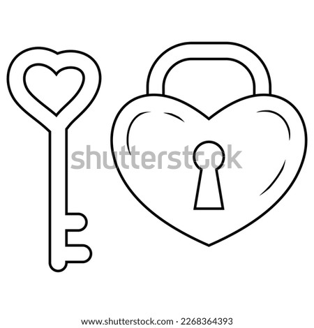 vector line drawing form heart lock icon
