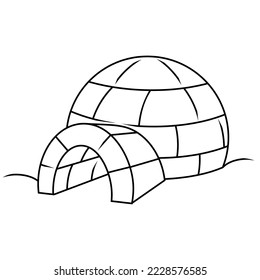 vector line drawing form icy igloo house logo icon easy and simple