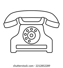 vector line drawing forming old school telephone logo icon