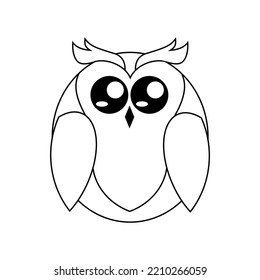 
vector line drawing forming an owl animal icon from a circle