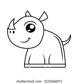 
vector line drawing forming rhino animal icon 1