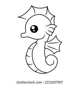 
vector line drawing forming seahorse icon 2
