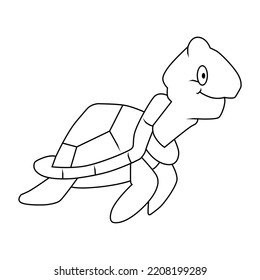 Vector Line Drawing Forming Simple Turtle Stock Vector (Royalty Free ...