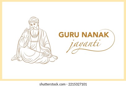 vector line drawing of guru nanak dev ji jayanti