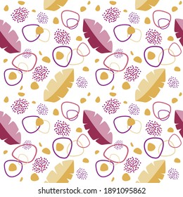 Ilustración de dibujo de línea de vectores con forma abstracta.Flores y hojas tropicales. Resumen versátil patrón de arte. Para tejidos, papel de envolvimiento, papel, cuaderno, volante, portada, pancarta, textil, etc.