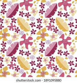 Ilustración de dibujo de línea de vectores con forma abstracta.Flores y hojas tropicales. Resumen versátil patrón de arte. Para tejidos, papel de envolvimiento, papel, cuaderno, volante, portada, pancarta, textil, etc.