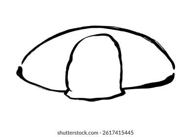 Vector line drawing illustration of a hand-drawn omelette with a brush touch.