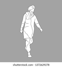 Vector line drawing of an Indian man