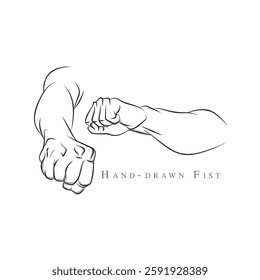 A vector line drawing of man hands, An illustration of male fist, Vector art of human body part