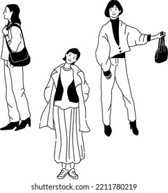 Vector line drawing of a man talking on a cell phone