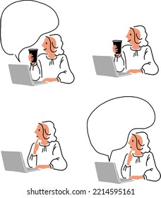 Vector line drawing of a man talking on a cell phone