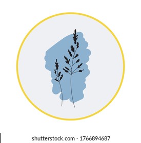 Vector line drawing of a minimal nature concept illustration on blue background in round shape