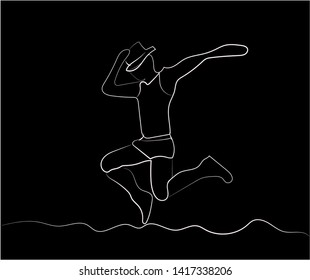 Vector, Line drawing with Muscular dancer isolation on black background.