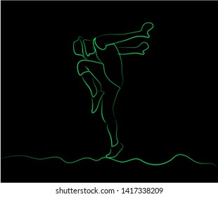 Vector, Line drawing with Muscular dancer isolation on black background.