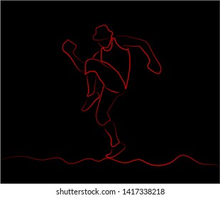 Vector, Line drawing with Muscular dancer isolation on black background.