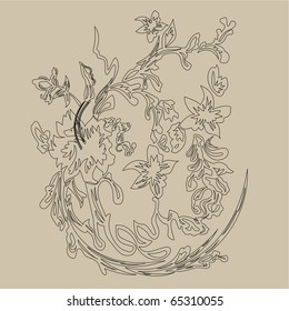 Vector line drawing patterns background .