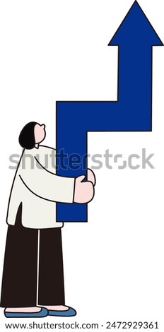 Vector line drawing of a person holding an arrow