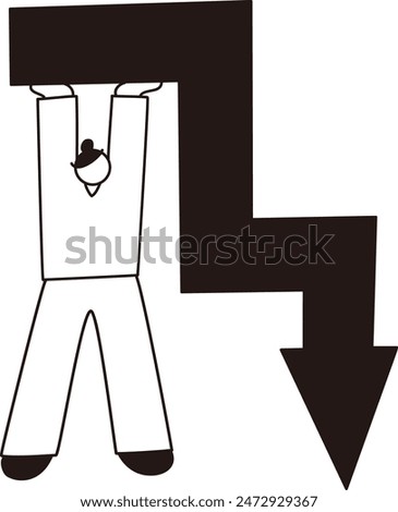 Vector line drawing of a person holding an arrow