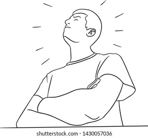 Vector line drawing of a resentful man with very bad attitude.