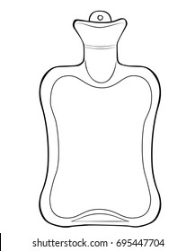 Vector line drawing of rubber hot water bag 