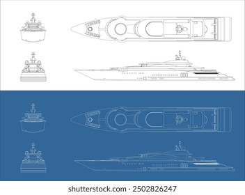 vector line drawing of sailboat yacht modern isolated in transparent background