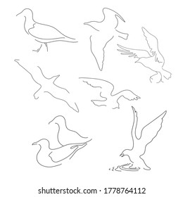 Abstract Birds Continuous One Line Drawing Stock Vector (Royalty Free ...