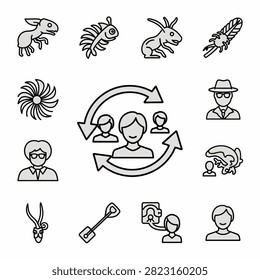 Vector line drawing set