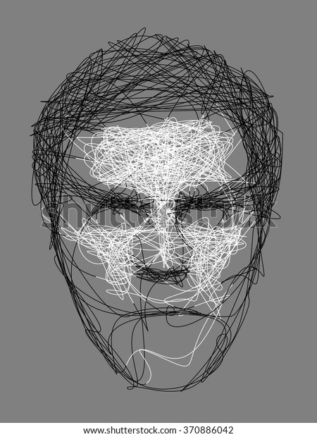 Vector Line Drawing Sketch Mans Face Stock Vector Royalty