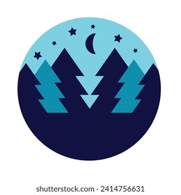 
Vector line drawing symbol icon camping logo