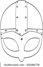 Vector line drawing of a viking helmet. Nords armor.