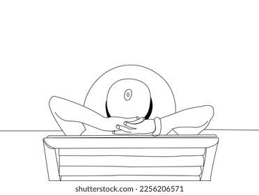 
Dibujo vectorial de una mujer sentada en la silla junto a la playa.