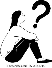 Vector line drawing of a woman sitting in gymnasium