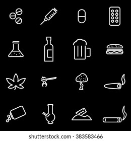 Vector line drugs icon set.