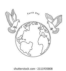 Vector line Earth Day illustration