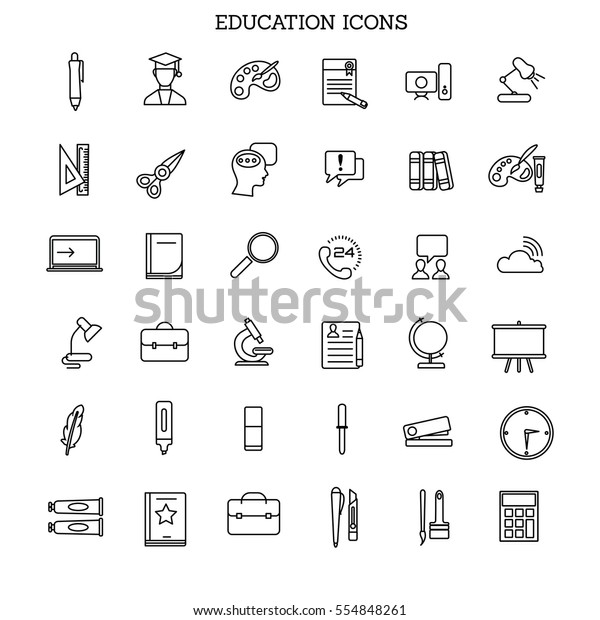 vector line education icons\
set