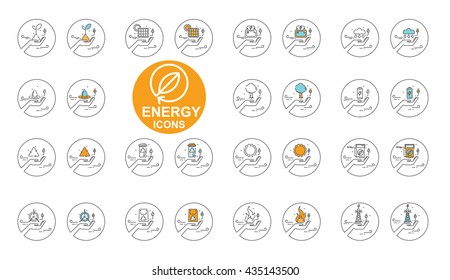 Vector Line ENERGY icon set design 2