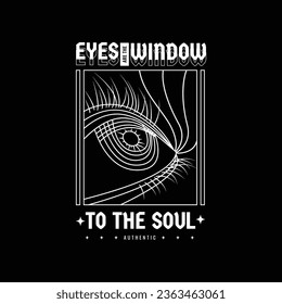 Vector line eyes are the window simple vintage t shirt