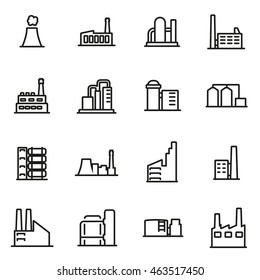 Vector line factory icon set on white background