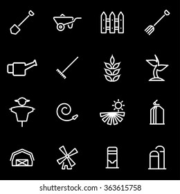 Vector line farming icon set.