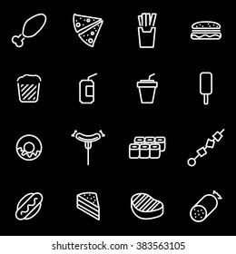 Vector line fastfood icon set.