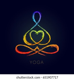 Vector line figure in a lotus pose for a yoga related graphics