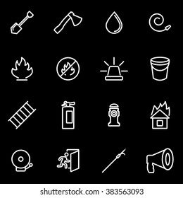 Vector line firefighter icon set.