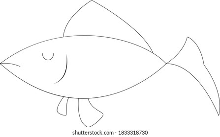 vector line fish art isolated on white background