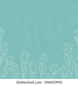 Fondo floral de la línea del vector con tulipanes