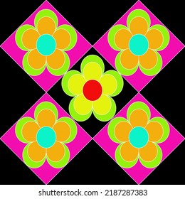 Vector line flowers square for footage background wallpaper and seamless design  illustration texture of vector graphic design isolated flat trendy design for fabric cotton beautiful pattern colorful