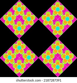 Cuadrado de flores de línea vectorial para fondo de material de archivo y textura de ilustración de diseño sin fisuras de diseño gráfico vectorial diseño aislado de moda plana para tejido algodón hermoso patrón colorido