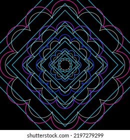 Vektorlinienblumen quadratisch für Video-Hintergrund-Tapete und nahtlose Kunstgrafik-Textur der Vektorgrafik-Design isoliert flach trendig Design für Stoff Baumwolle schöne Muster bunt 