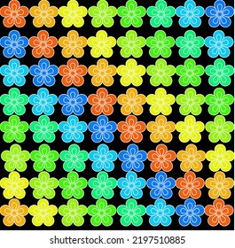 Vector line flowers square for footage background wallpaper and seamless artwork illustration texture of vector graphic design isolated flat trendy design for fabric cotton beautiful pattern colorful 