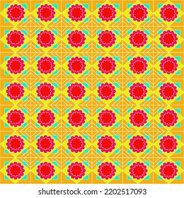 Vektorlinienblumen quadratisch für Videoband-Tapete und nahtlose Kunstgrafik-Textur Struktur der Kunst Grafik-Design isoliert flach angesagtes Design für Stoff Baumwolle schöne Muster bunt