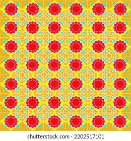 Cuadrado de flores de línea vectorial para el fondo del material de archivo papel pintado y ilustración de la inopresión textura del diseño gráfico de arte diseño aislado de moda plana para el tejido algodón hermoso patrón colorido